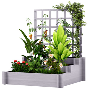 Wooden Elevated Planter Box with Trellis for Climbing Plants, 3 Tier Raised Garden Bed for Garden, Outdoor – view 8