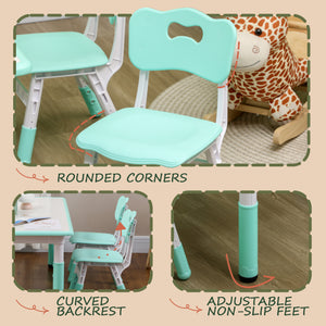 Qaba Kids Table and Chair Set with 4 Chairs, Adjustable Height, Easy to Clean, for 1.5 - 8 Years Old