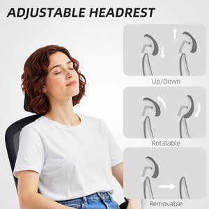 Ergonomic Mesh Office Chair, High Back Desk Chair with Rotatable Headrest, Flip-Up Armrests – view 4