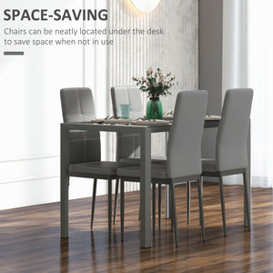5-Piece Rectangular Glass Kitchen Table and Chairs with Metal Frame and Faux Leather Upholstery for Dining – view 16