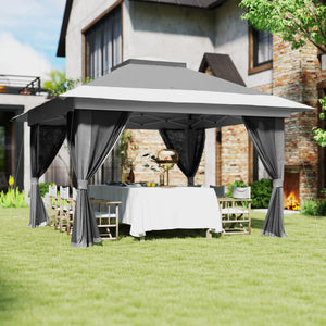 11.7' x 11.7' Pop Up Canopy Tent with Netting, UPF50+ Instant Sun Shelter with Wheeled Carry Bag and Sand Bags