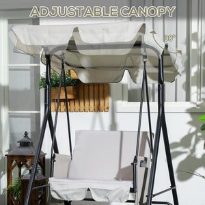 1-Seat Outdoor Porch Swing Patio Swing with Adjustable Canopy, Removable Seat and Back Cushion for Garden, Poolside