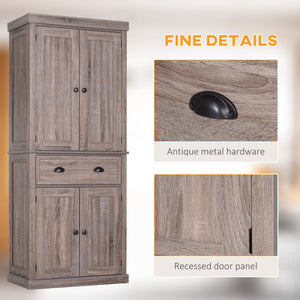 Long Standing Kitchen Cabinet w/ 2 Drawers MDF Board, Wood Grain