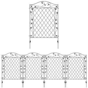 Outdoor Metal Garden Fence Panels, Border Edging for Yard, Patio, 4 Pack, Wavey Vines