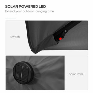 6' x 10' Patio Umbrella with 22 LED Solar Lights and Tilt, Rectangular Outdoor Table Umbrella with Crank, Dark Grey
