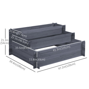 3-Tier Wood Raised Garden Bed, 47.2" x 39.4" x 21.3" Elevated Planting Box, Outdoor Vegetable Flower Container, Herb Garden Indoor Kit, Natural