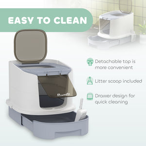 Enclosed Cat Litter Box with Lid, Scoop, Top Entry, Deodorization Bags, Drawer Type Cat Litter Tray – view 11