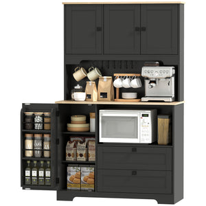 Kitchen Pantry Cabinet, 64" Tall Kitchen Hutch with 3 Cabinets, 2 Drawers, Adjustable Shelves