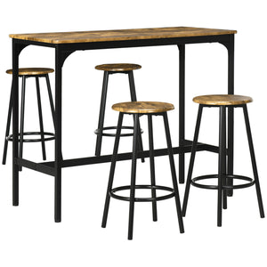 5-Piece Bar Table Set for 4, Industrial Counter Height Bar Table and Chairs for Kitchen, Dining Room, Grey – view 8