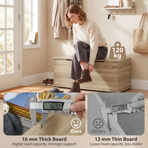 39.5" Storage Chest with 2 Safety Hinges, Storage Box Organizer with Flip-Top Lid, Entryway Storage Bench – view 19