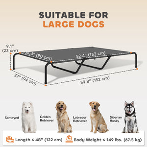 Elevated Dog Bed, Outdoor Dog Cot, Raised Dog Bed for Large Dogs with Breathable Mesh, Beige – view 9