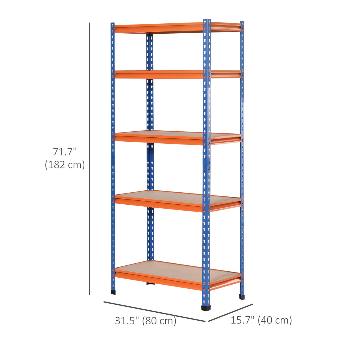 5-Tier Heavy Duty Garage Shelf, Metal Shelving Unit with Adjustable Shelves, Metal Frame, 31.5"x15.75"x71.75", 3300 lbs Capacity for Workshop, Shed, Office