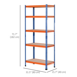 5-Tier Heavy Duty Garage Shelf, Metal Shelving Unit with Adjustable Shelves, Metal Frame, 31.5"x15.75"x71.75", 3300 lbs Capacity for Workshop, Shed, Office