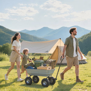 Steel Garden Cart with Handle and 10" Pneumatic Tires, Utility Wagon Cart for Garden, Patio, Lawn, 551 lbs Capacity