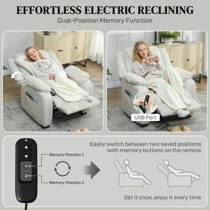 Massage Recliner Chair with Quiet Brushless Motor Pet-Friendly Fabric Power Recliner with 2 Memory – view 10