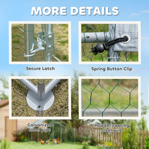 Metal Chicken Coop, 9.8 x 5.6 FT Walk-in Chicken Run with Cover, Lockable Door, Outdoor Poultry Cage for 5-8 Chickens