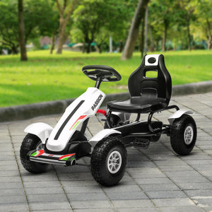 Aosom Pedal Go Kart for Kids, Pedal Car with Adjustable Bucket, Handbrake, 4 Rubber Wheels Powered Ride