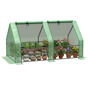 Portable Mini Greenhouse Tunnel Growing Tent Plants Flower Warm House w/ Zippered Roll-up Doors, Clear – view 5