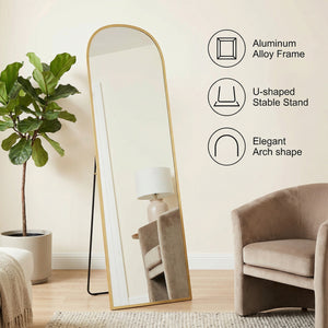 Arched Standing Mirror, 64" x 20" Full Length Mirror, Free Standing or Wall Mounted for Living Room – view 12