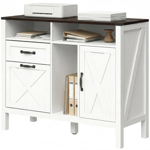 Lateral Filing Cabinet for Letter/A4 Hanging Files, File Cabinet with Open Compartments for Home Office, White