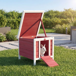 Wooden Rabbit Hutch, Bunny Cage with Waterproof & Openable Asphalt Roof, Outdoor Cat House Guinea Pig Cage Duck Shelter, Indoor Outdoor Use, 20" x 16.5" x 17", Orange