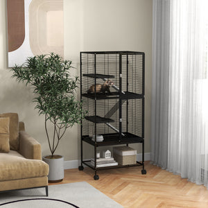 Rolling Small Animal Cage 34"H Chinchilla Cage for Ferrets, Squirrels w/ Removable Tray, Storage Shelf – view 14