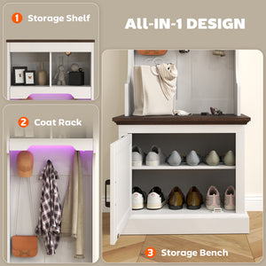 3-in-1 Hall Tree with Bench, Coat Rack with Shoe Storage, Distressed Black – view 18