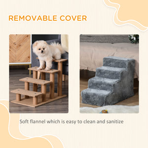 4-Step Dog Ramp for Sofa, Bed, and Couch, with Removable Cover, Light Grey – view 4