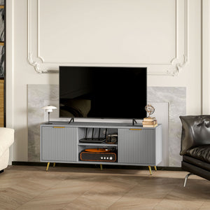 TV Stand with Storage for 55 Inch TV, Modern TV Cabinet with 2 Open Shelves and 2 Cabinets for Living Room – view 13