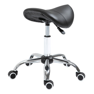 Adjustable Hydraulic Rolling Salon Stool Swivel Saddle Chair Spa Beauty Seat PU Leather, Black