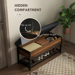 Shoe Storage with Seat, Upholstered Hallway Bench, Shoe Bench with Flip Top and Hidden Space for 4 Pairs of Shoes