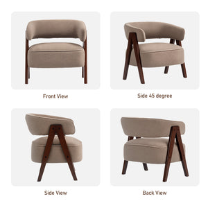Sherpa Fleece Accent Chair, Upholstered Armchair with Solid Wood Legs and Steel Frame for Living Room – view 6