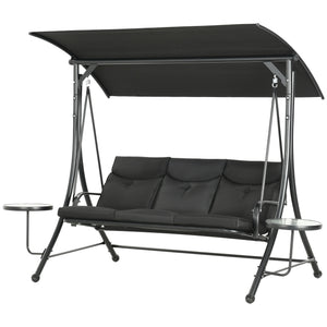 3 Seat Outdoor Swing Chair Steel Swing Bench Porch Swing With Adjustable Canopy – view 8