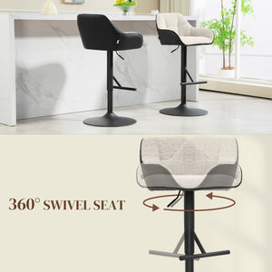 Bar Stools Set of 2, Swivel Counter Height Barstools with Back, Footrest, Armrests, Adjustable Height, Black – view 12