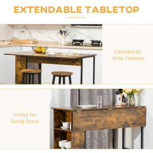 Counter Height Table with Drop Leaf, Extendable Bar Table with Adjustable Storage Shelf, Light Grey – view 10