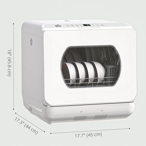 Portable Dishwasher, Counter Dishwasher with 4 Place Settings, 5 Washing Programs, Air-Dry Function, 6L Water Tank