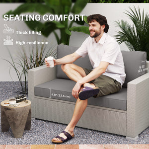 Outdoor Seat Cushions with Backrest, Loveseat Double Sofa Outdoor Furniture Cushions, Beige – view 31
