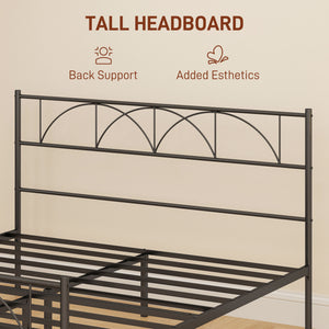 Metal Full Platform Bed Frame with Headboard, Steel Slat Support, Underbed Storage, No Box Spring Needed, Easy Assembly