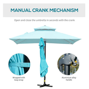 10' x 10' Cantilever Patio Umbrella, Double Top Square Offset Umbrella with 360° Rotation – view 6