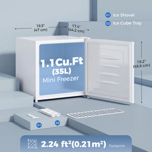 1.1 Cu. Ft. Mini Freezer, Compact Upright Freezer with Reversible Door, Removable Shelf – view 37