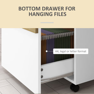 Mobile Filing Cabinet with 2 Drawers, Office Storage Cabinet with 5 Wheels, Black Wood Grain