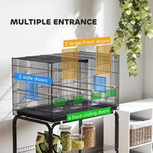 18" H Bird Cage, Large Parakeet Cage for Budgie, Lovebird, Canary, Finches with Divider, Black – view 12
