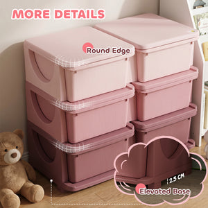 Qaba 3 Tier Kids Toy Organizer and Storage Bins with 6 Plastic Drawers