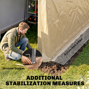 7' x 12' Outdoor Storage Shed Portable Garage with Roll-up Door for Motorcycle, Bike, Garden Tools, Beige – view 5