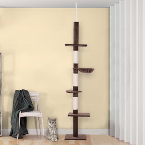 8.5ft Cat Climbing Tree 5-Tier Kitty Activity Center with Scratching Post Brown and White