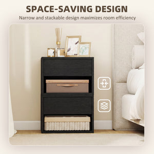Floating Nightstand Set of 2, Wall Mounted Bedside Table with Drawer for Bedroom Black – view 5