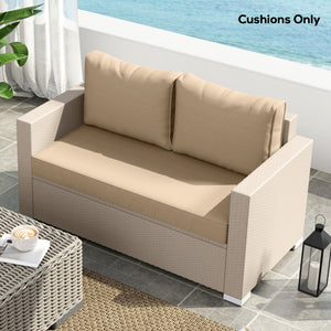 Outdoor Seat Cushions with Backrest, Loveseat Double Sofa Outdoor Furniture Cushions, Beige – view 6