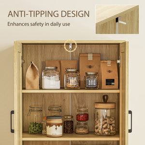 67" Tall Kitchen Pantry, Freestanding Kitchen Storage Cabinet with 4 Rattan Doors and Adjustable Shelves – view 5