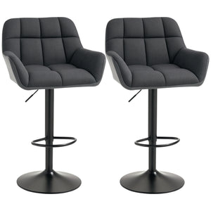 Swivel Barstools Set of 2 Adjustable Bar Stools with Footrest Armrests and PU Leather Back for Dining Room