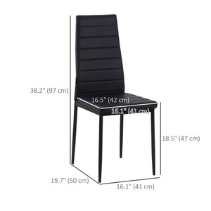 High Back Dining Chairs, Modern Upholstered PU Leather Accent Chairs with Metal Legs for Kitchen, Set of 4, Black